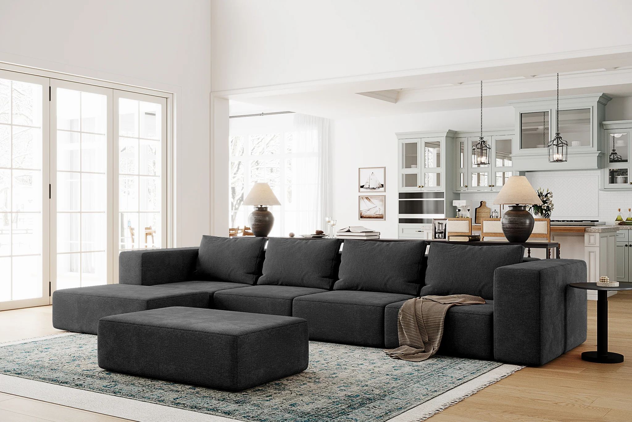 Atlas Extra Large Slipcover Modular Reversible Floor Sectional Sofa - Image 116
