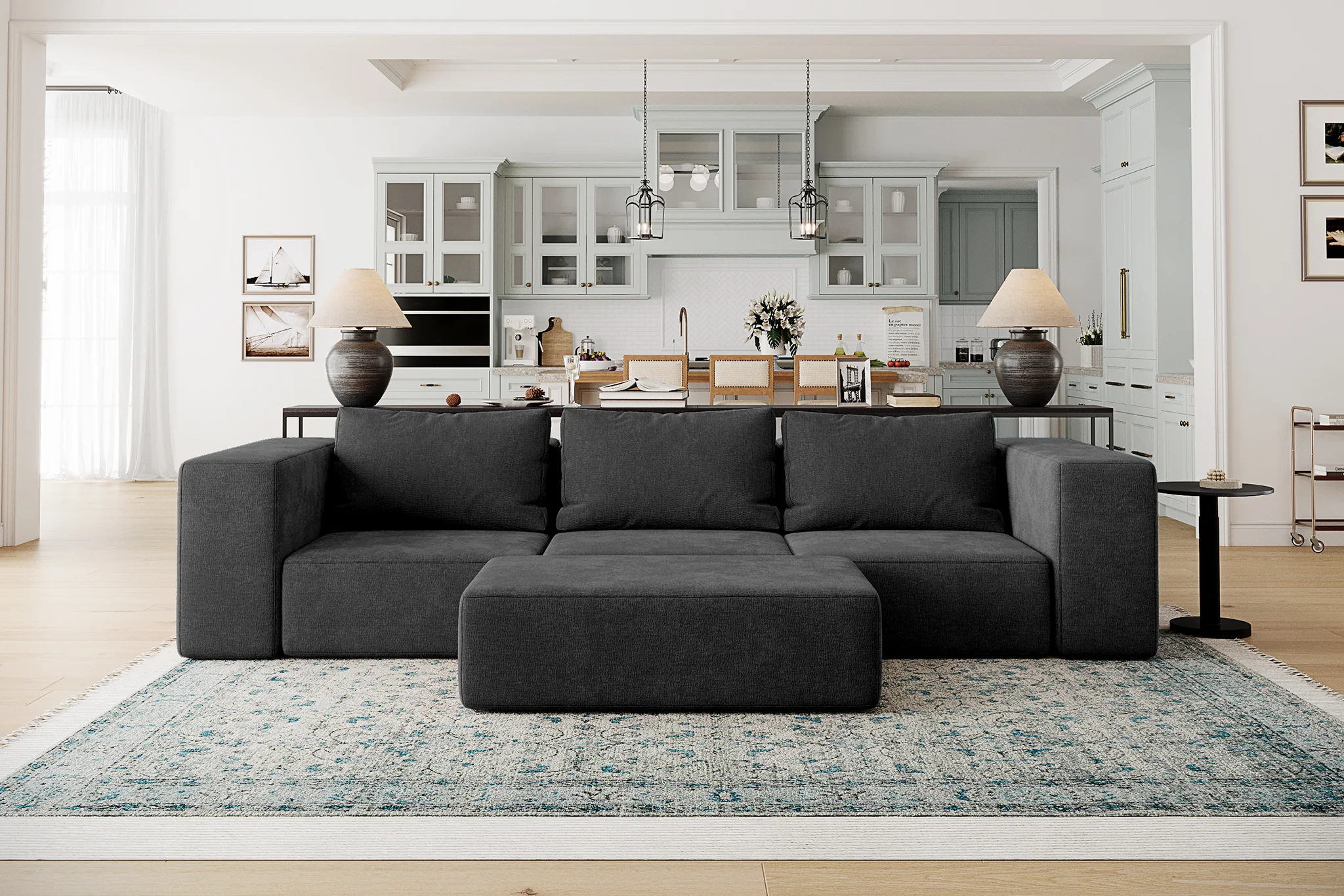 Atlas Extra Large Slipcover Modular Reversible Floor Sectional Sofa - Image 124