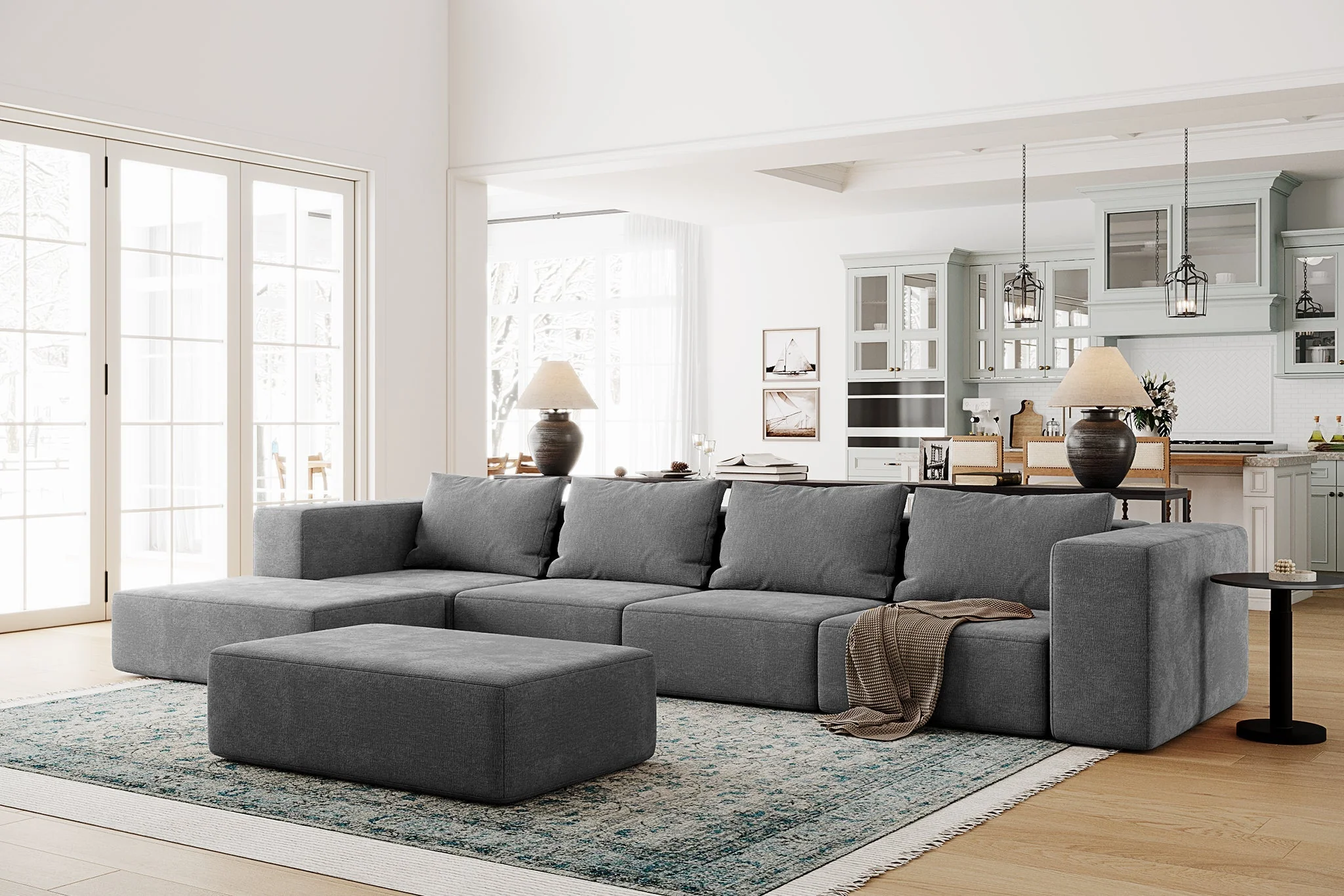 Atlas Extra Large Slipcover Modular Reversible Floor Sectional Sofa - Image 54