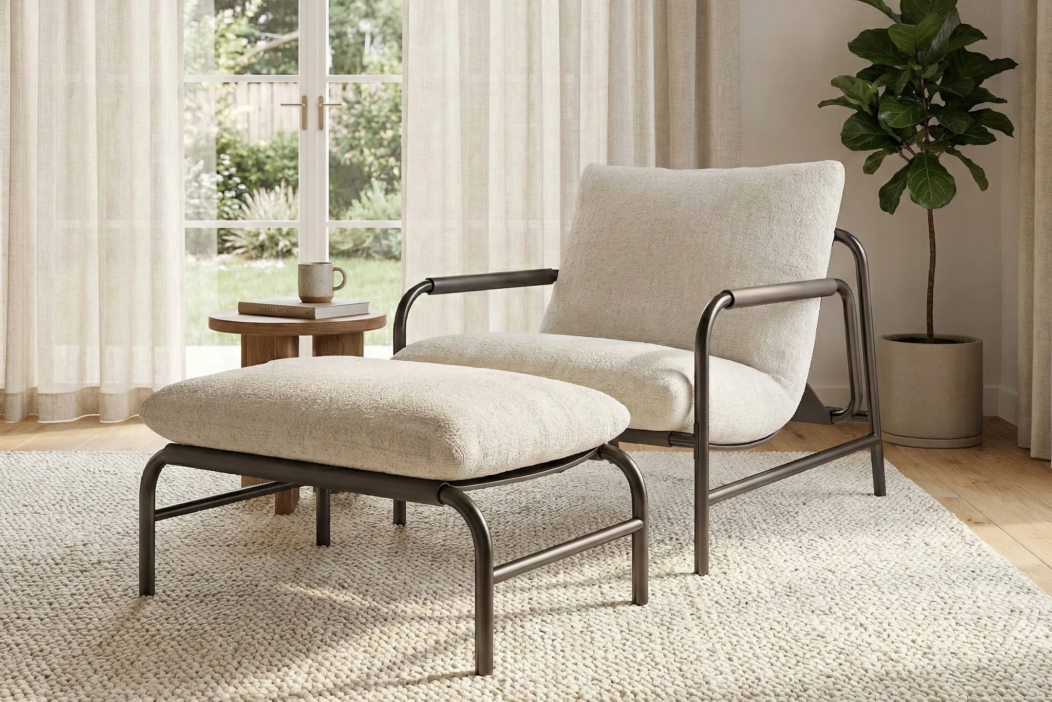 Aton Chenille Lounge Chair with Ottoman - Image 16