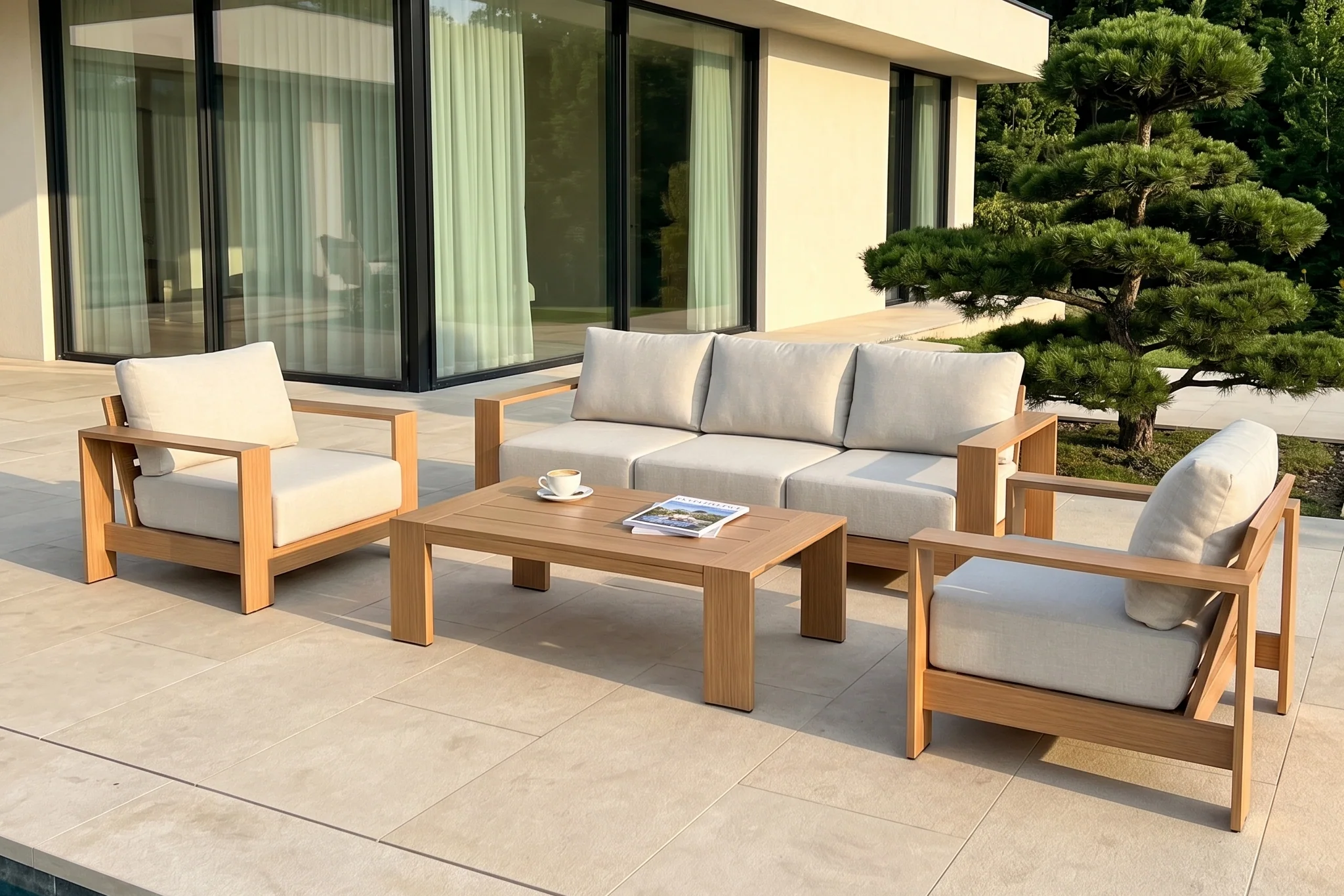 Ciela Modern Aluminum Outdoor Sofa Set with Cushions - Image 18