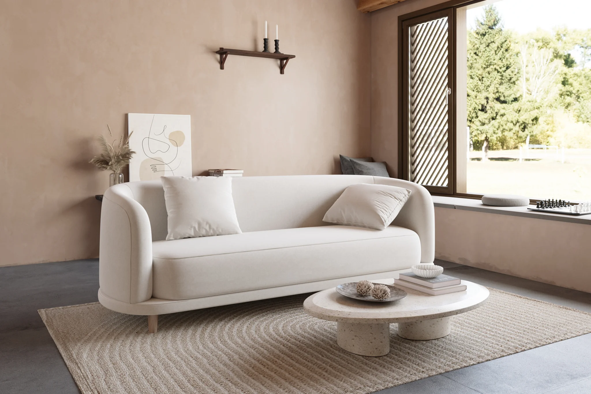 Cora Velvet Curved 3-Seater Couch Sofa / Lounge Chair - Image 4