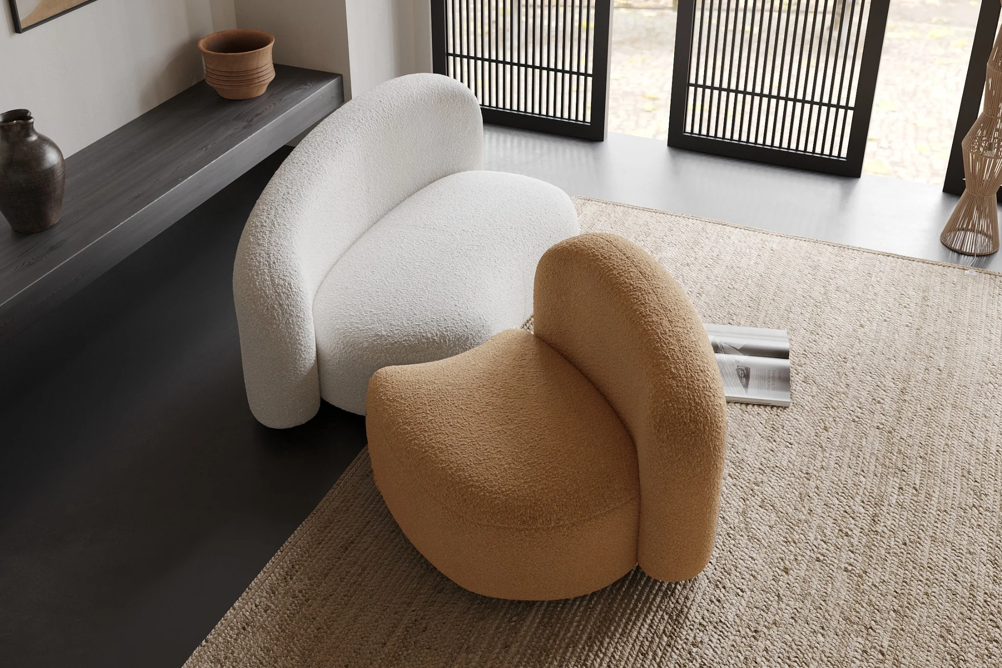 Cresmo Wool-like Curved 2-Piece Chaise Sectional / 2-Seater Couch Sofa / Lounge Chair - Image 17