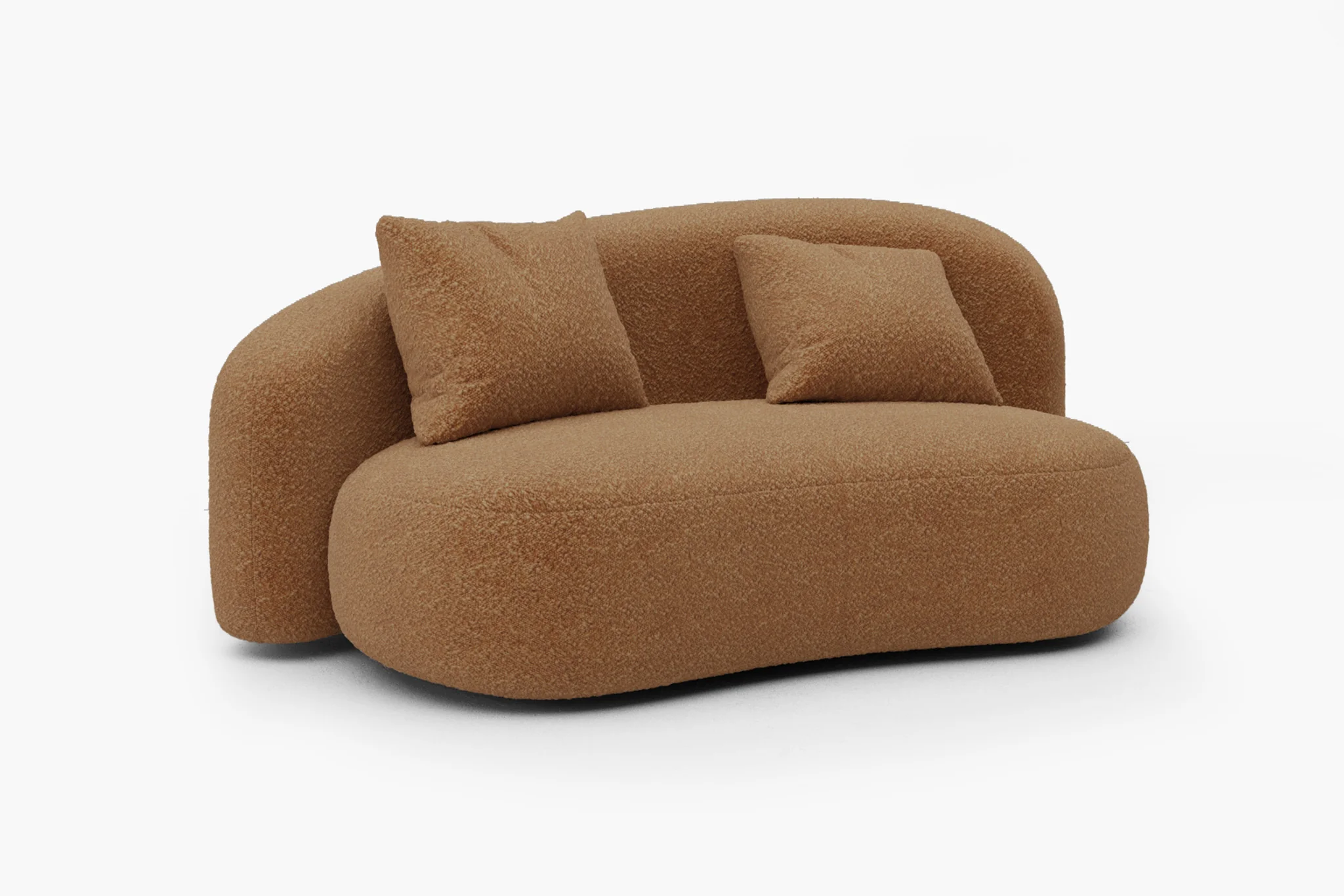 Cresmo Wool-like Curved 2-Piece Chaise Sectional / 2-Seater Couch Sofa / Lounge Chair - Image 49