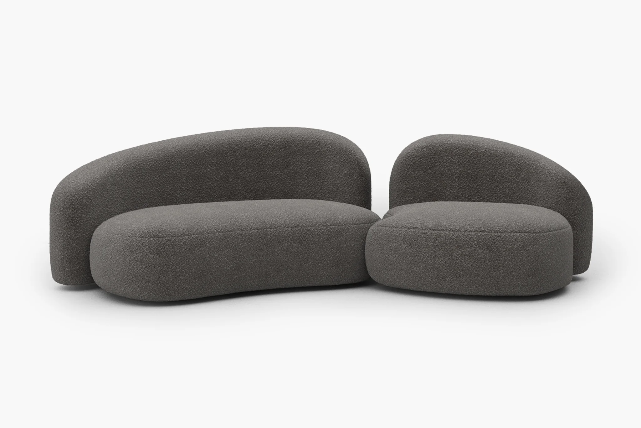 Cresmo Wool-like Curved 2-Piece Chaise Sectional / 2-Seater Couch Sofa / Lounge Chair - Image 63
