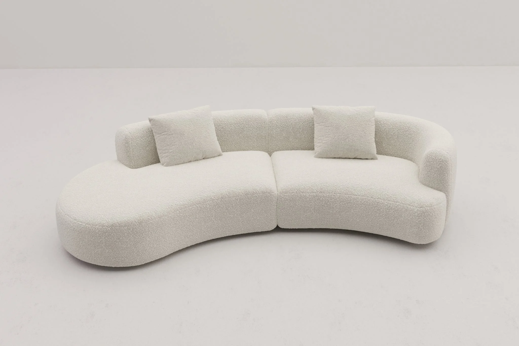 Formia Boucle Curved Chaise Sectional Sofa - Image 11