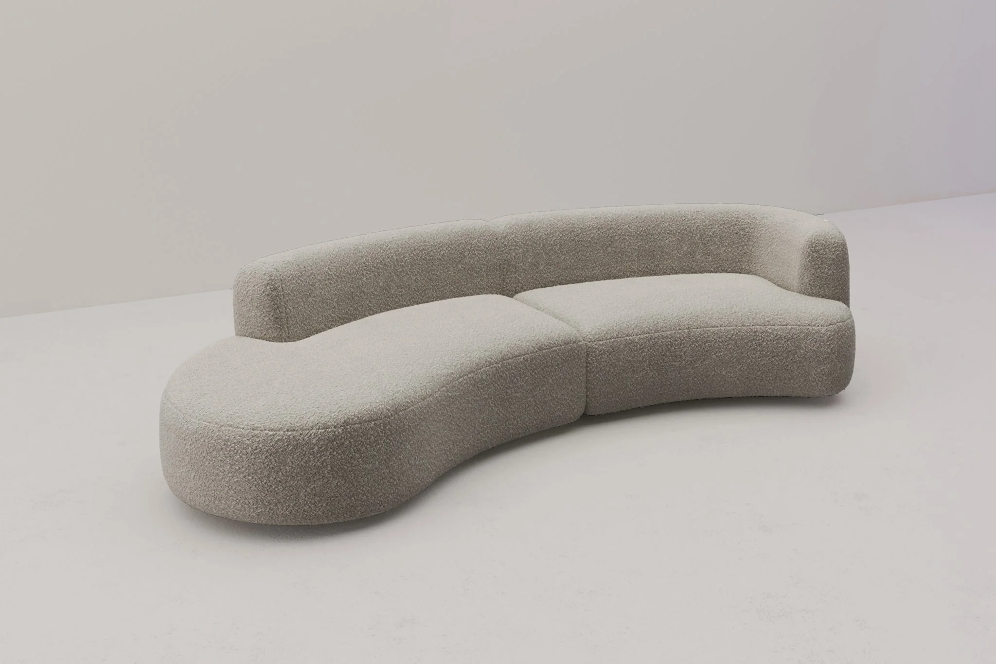 Formia Boucle Curved Chaise Sectional Sofa - Image 22