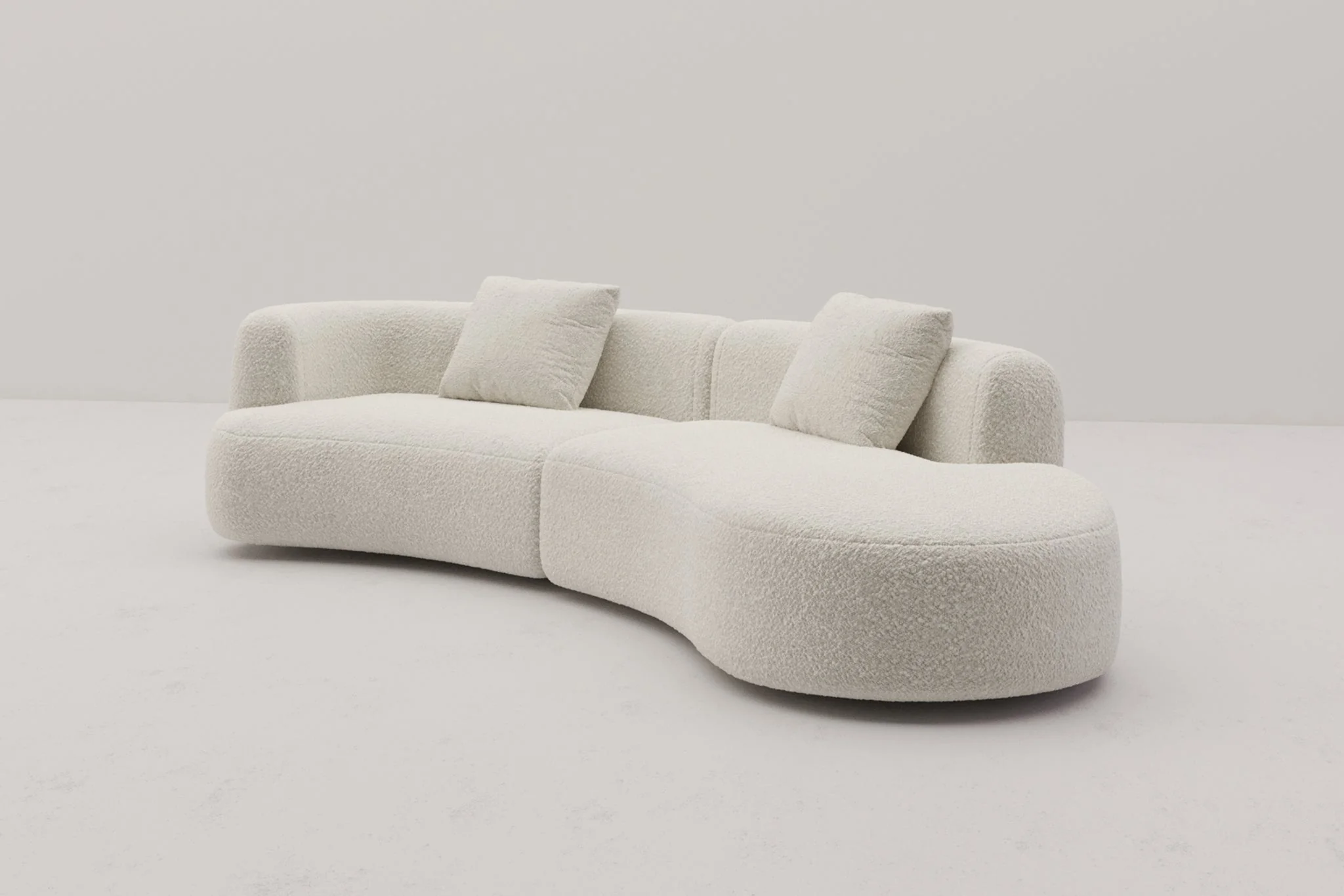 Formia Boucle Curved Chaise Sectional Sofa - Image 5
