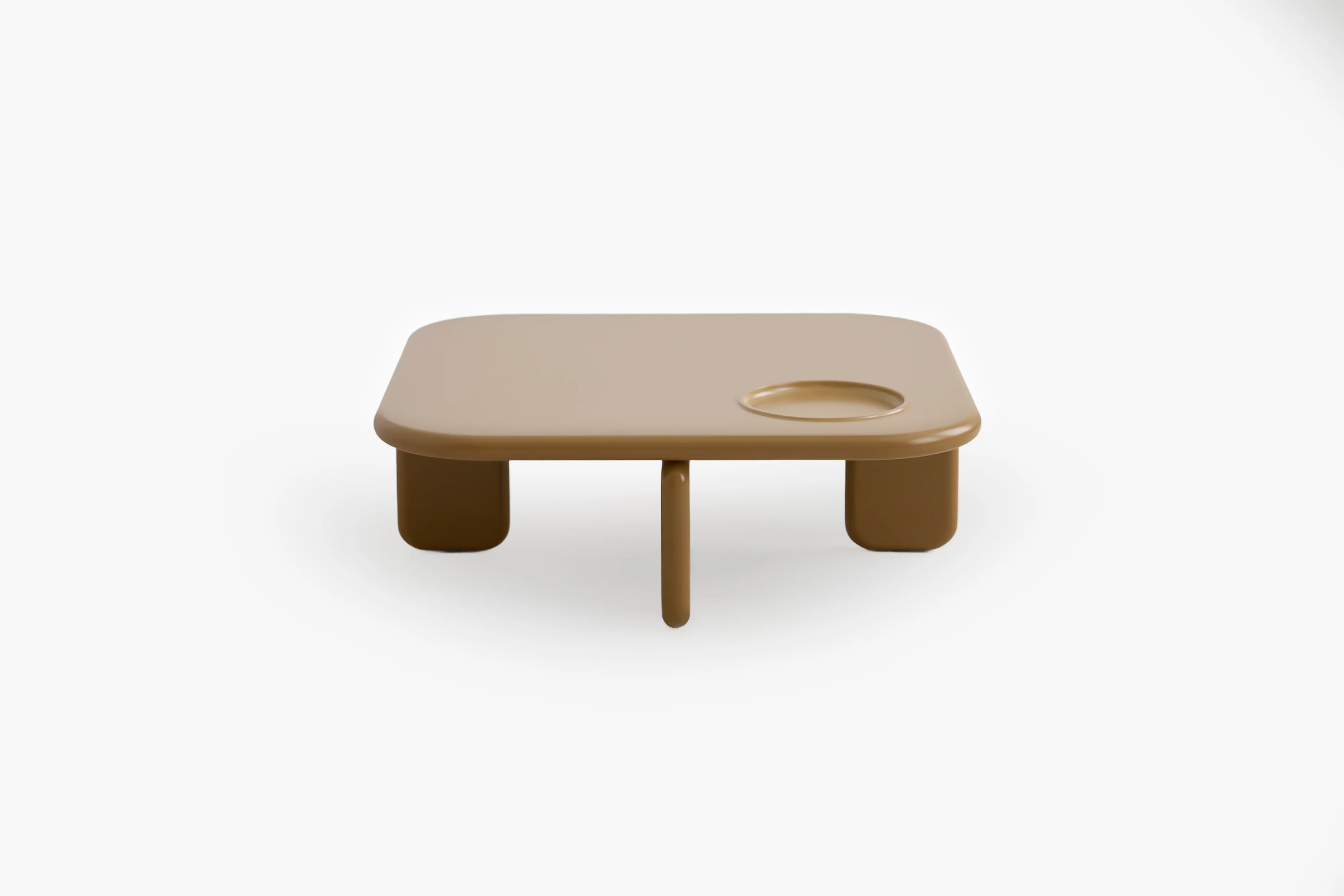 Honey Elephant Modern Chunky Leg Coffee Table with Cup Holders - Image 5