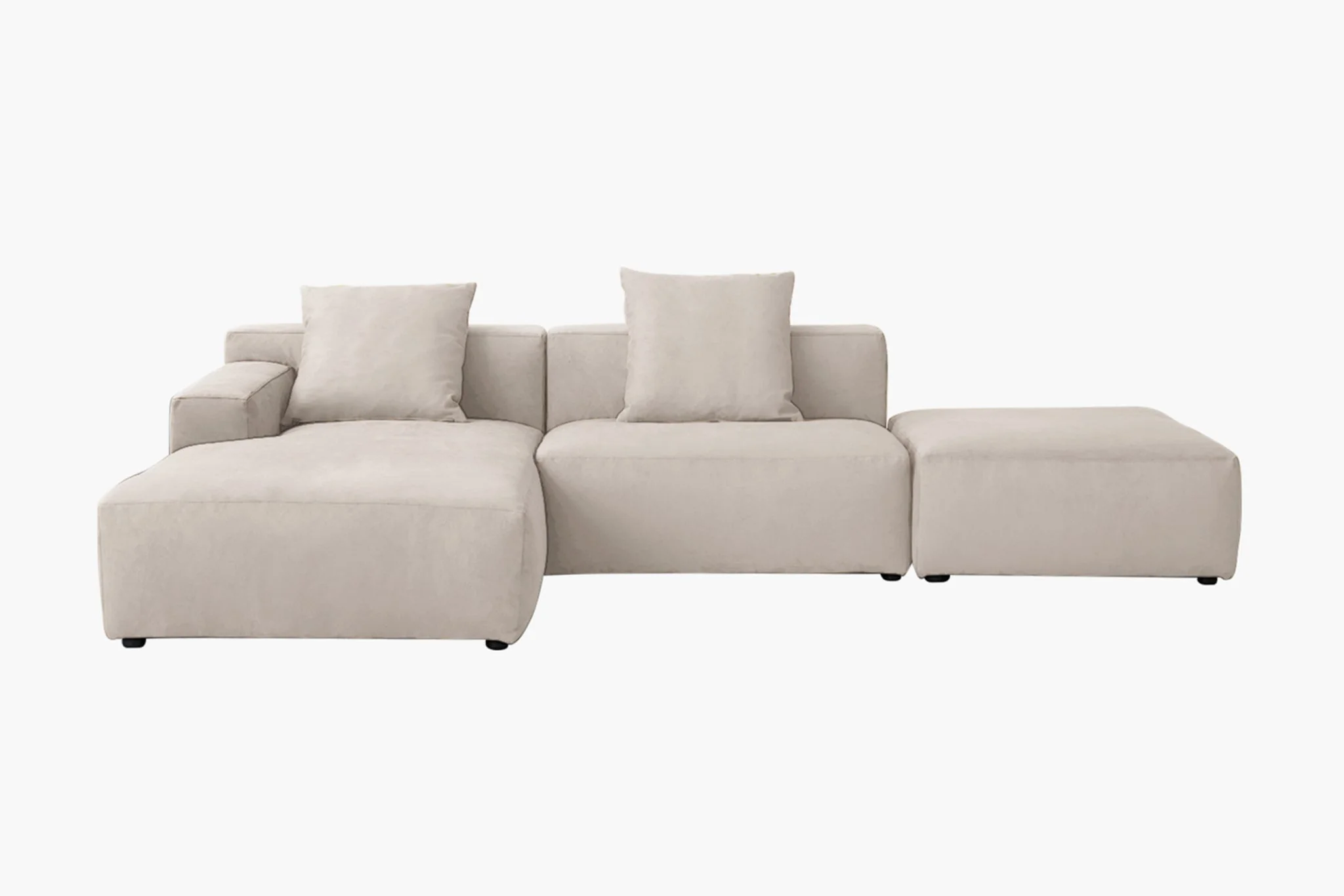 Marino Suedette 3-Piece Chaise Sectional Sofa with Ottoman by Acanva - Image 10