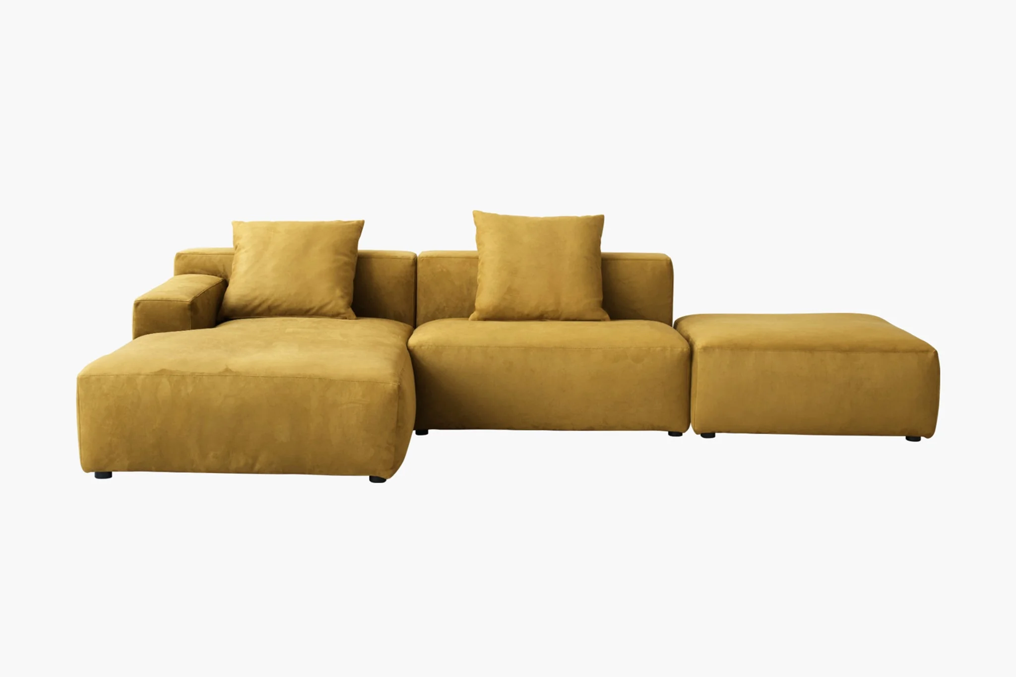 Marino Suedette 3-Piece Chaise Sectional Sofa with Ottoman by Acanva - Image 6