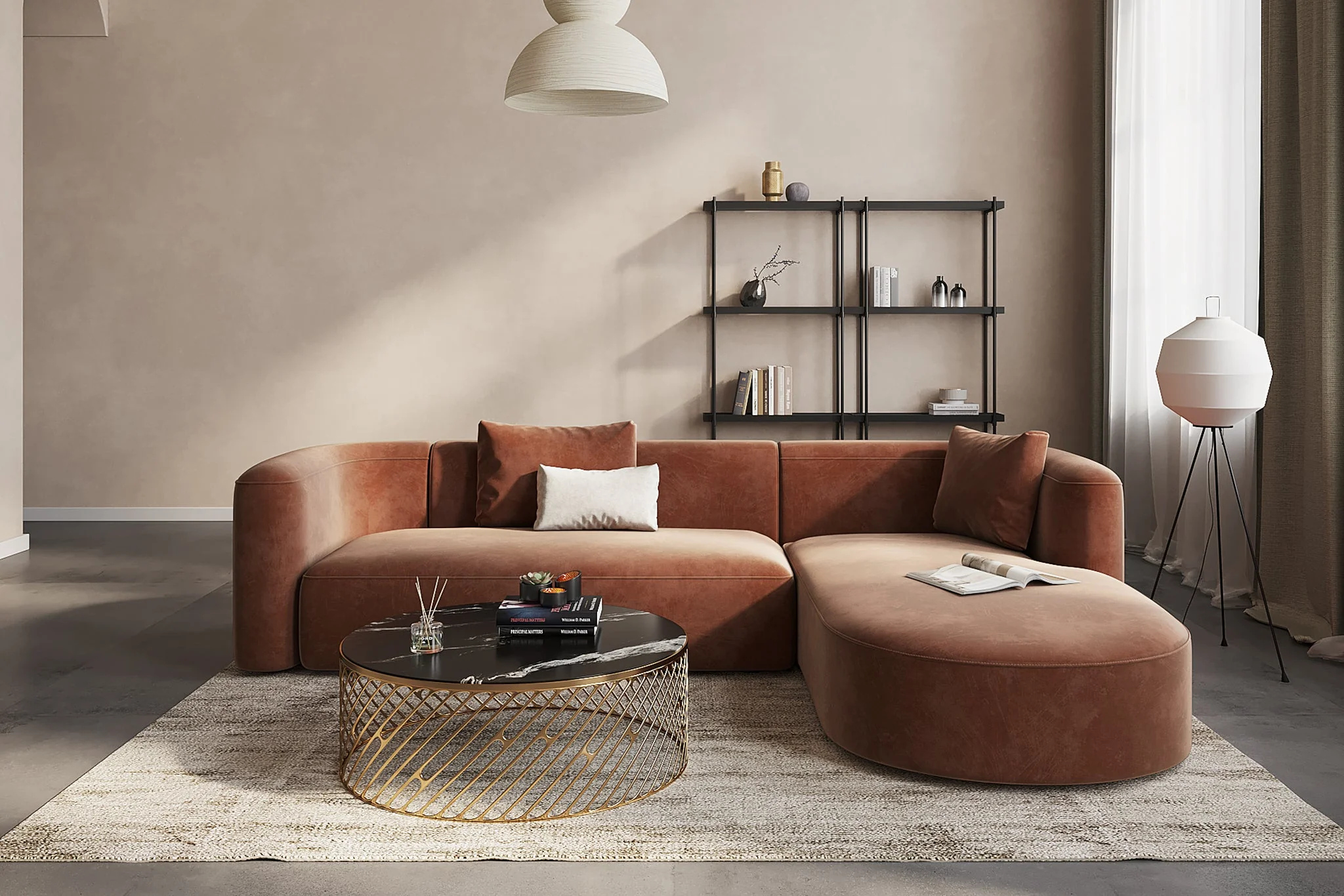 Mellow Velvet Curved 2-Piece Chaise Sectional / 3-Seater Couch Sofa / Lounge Chair - Image 34