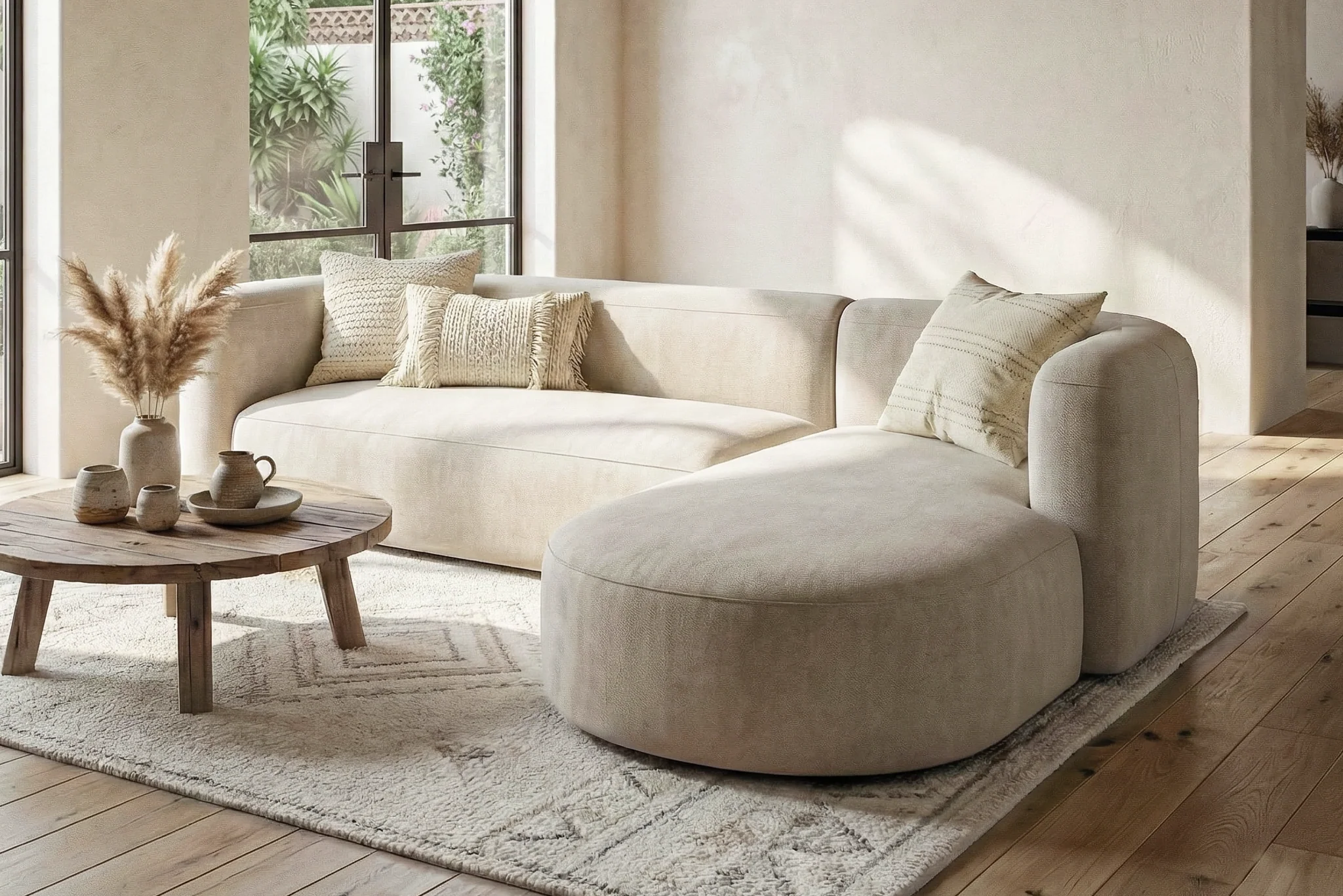 Mellow Velvet Curved 2-Piece Chaise Sectional / 3-Seater Couch Sofa / Lounge Chair - Image 5