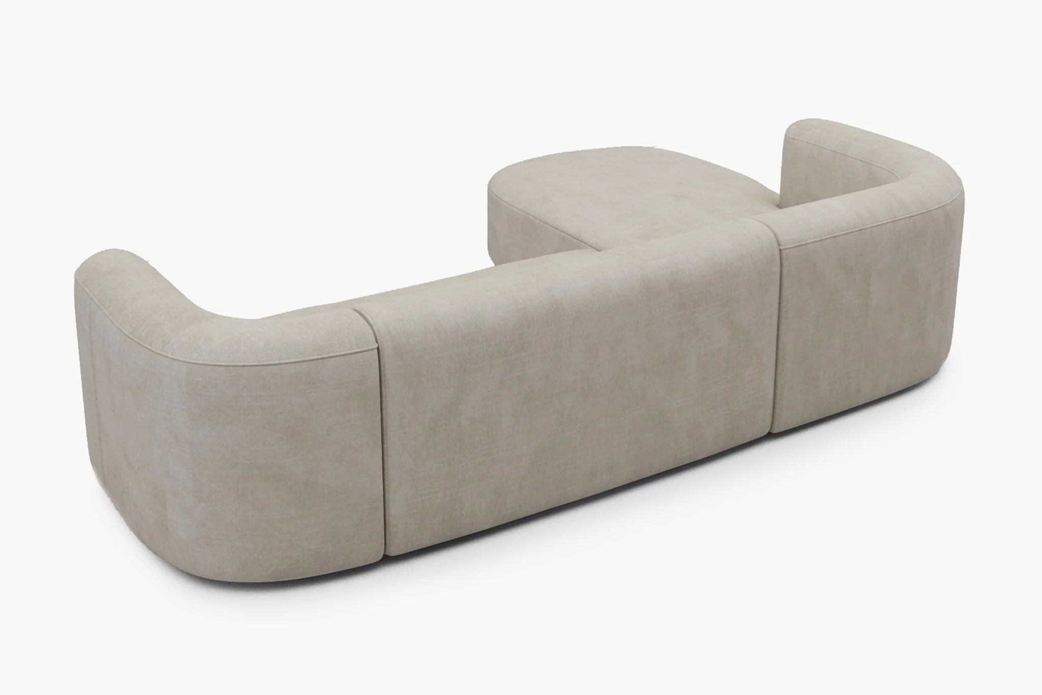 Mellow Velvet Curved 2-Piece Chaise Sectional / 3-Seater Couch Sofa / Lounge Chair - Image 6