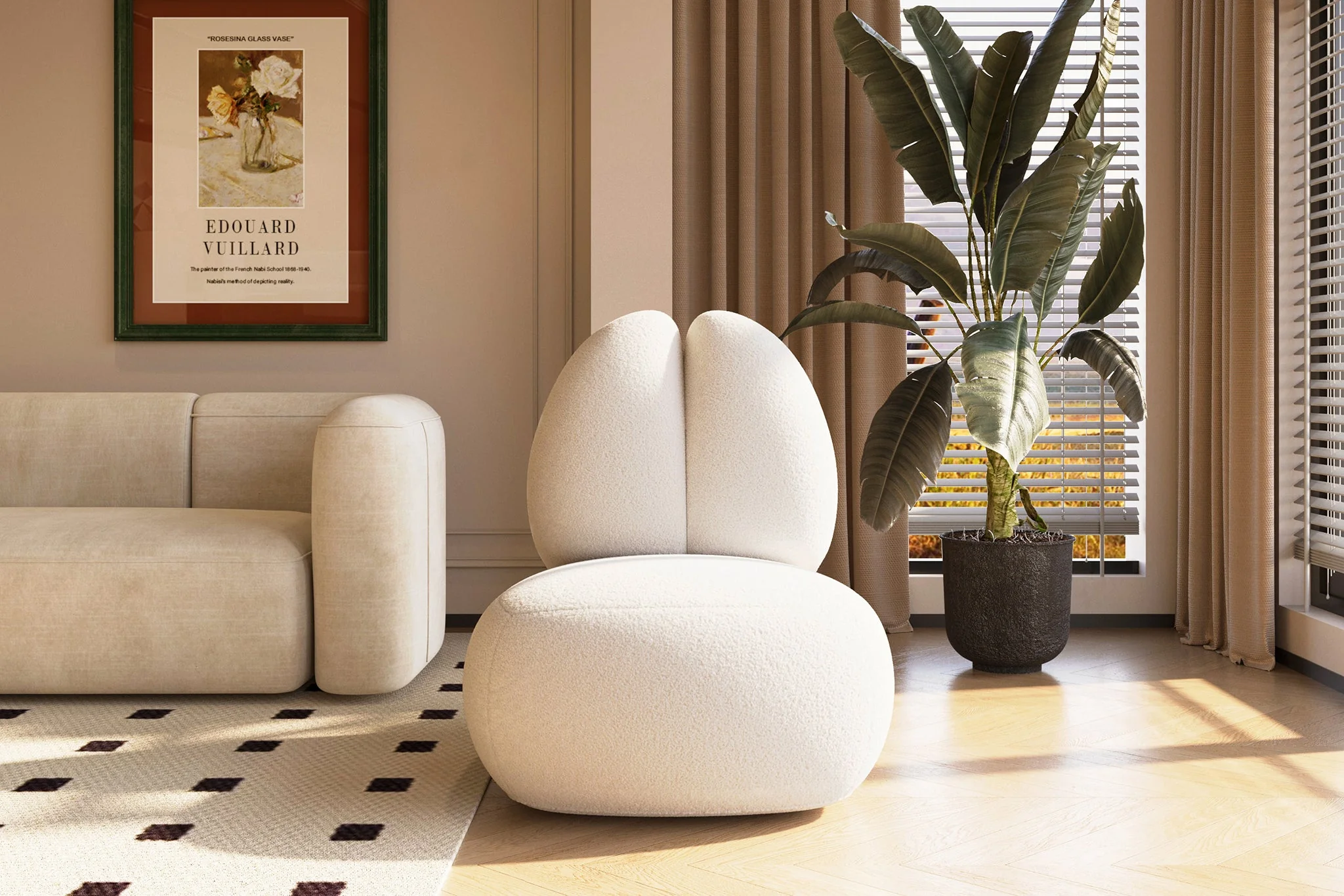 Moony Fleece Curved Accent Chair - Image 6