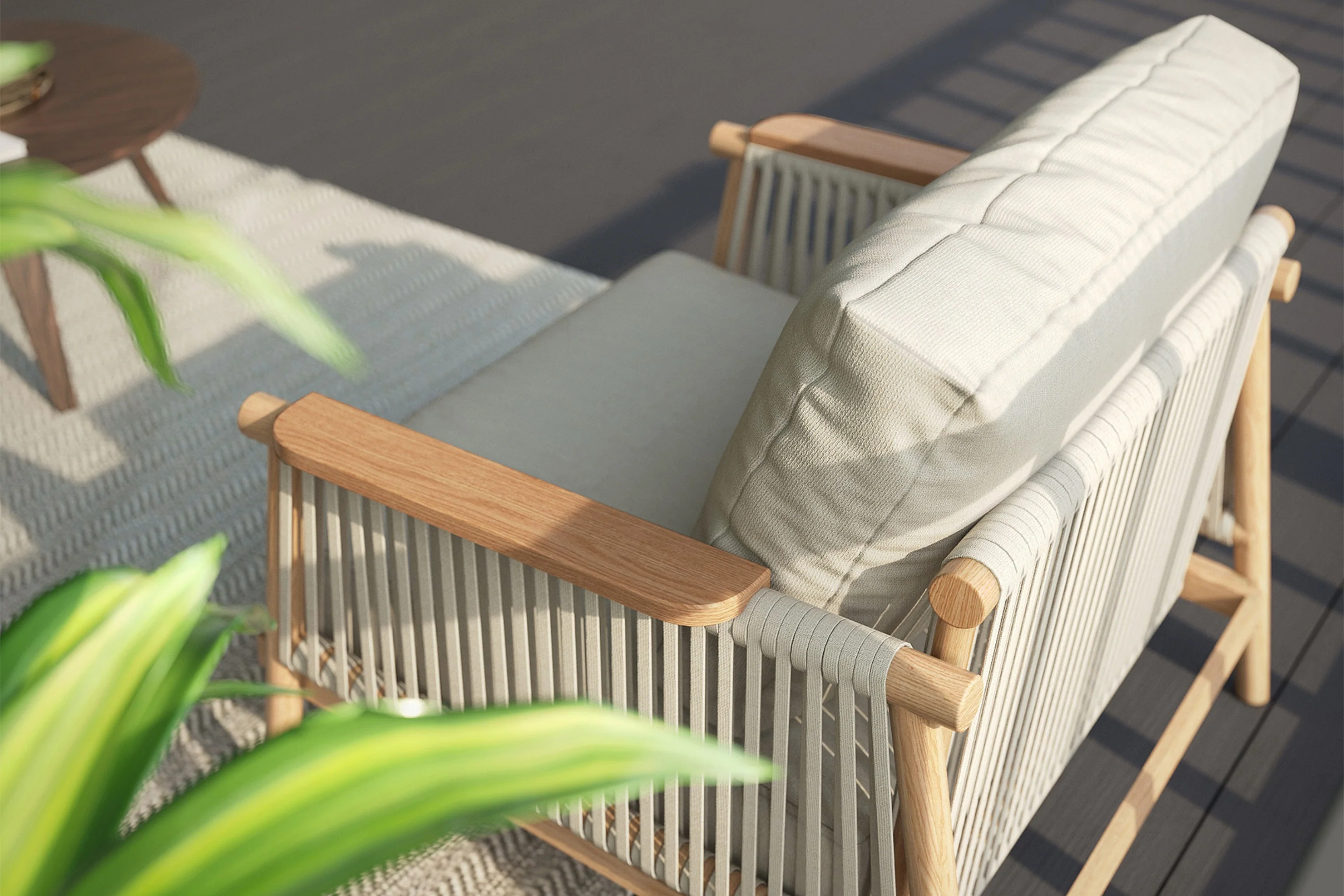 Moss Wood Grain Aluminum Outdoor Sofa Set - Image 17