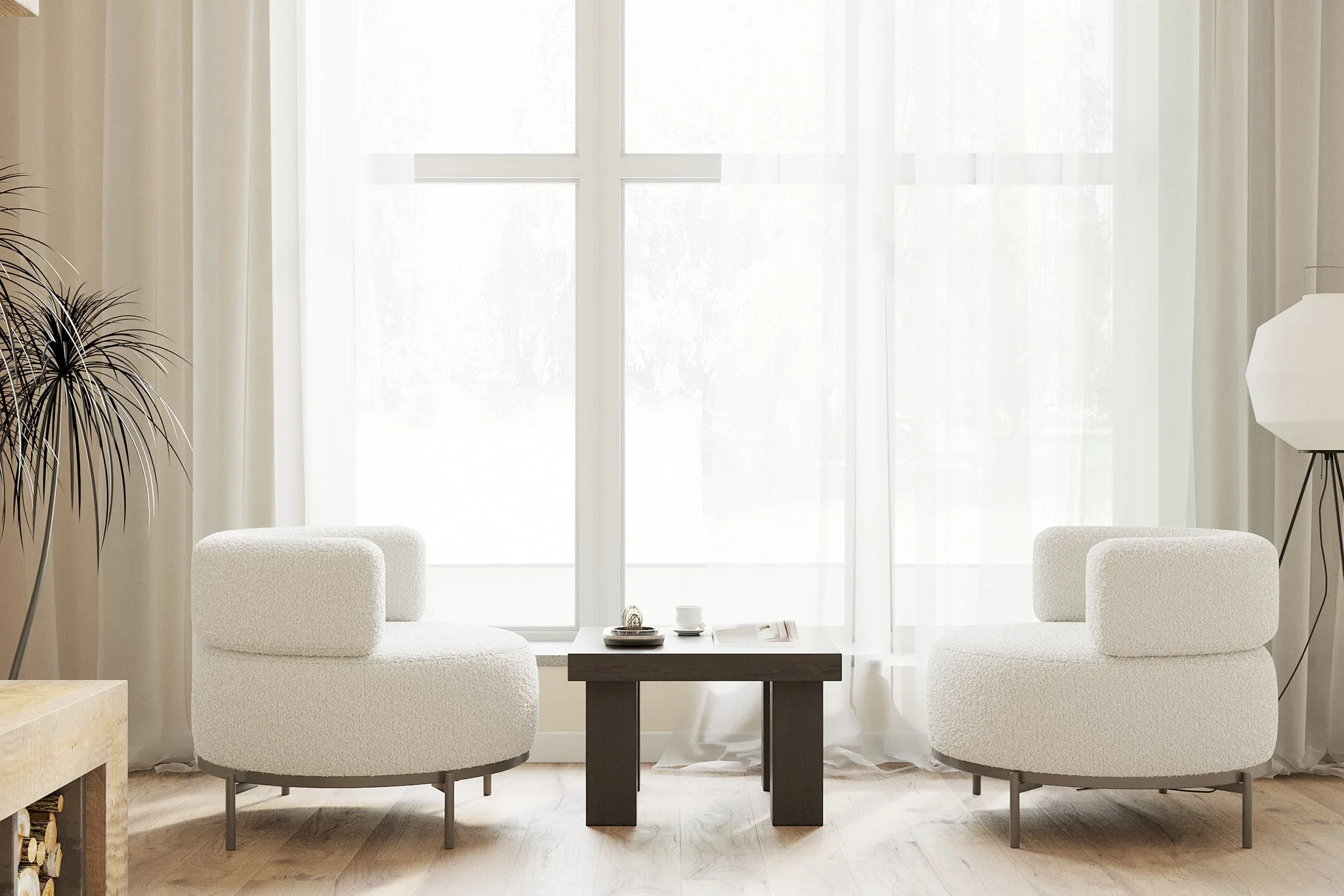 Orla Boucle Round Lounge Chair and Ottoman - Image 4
