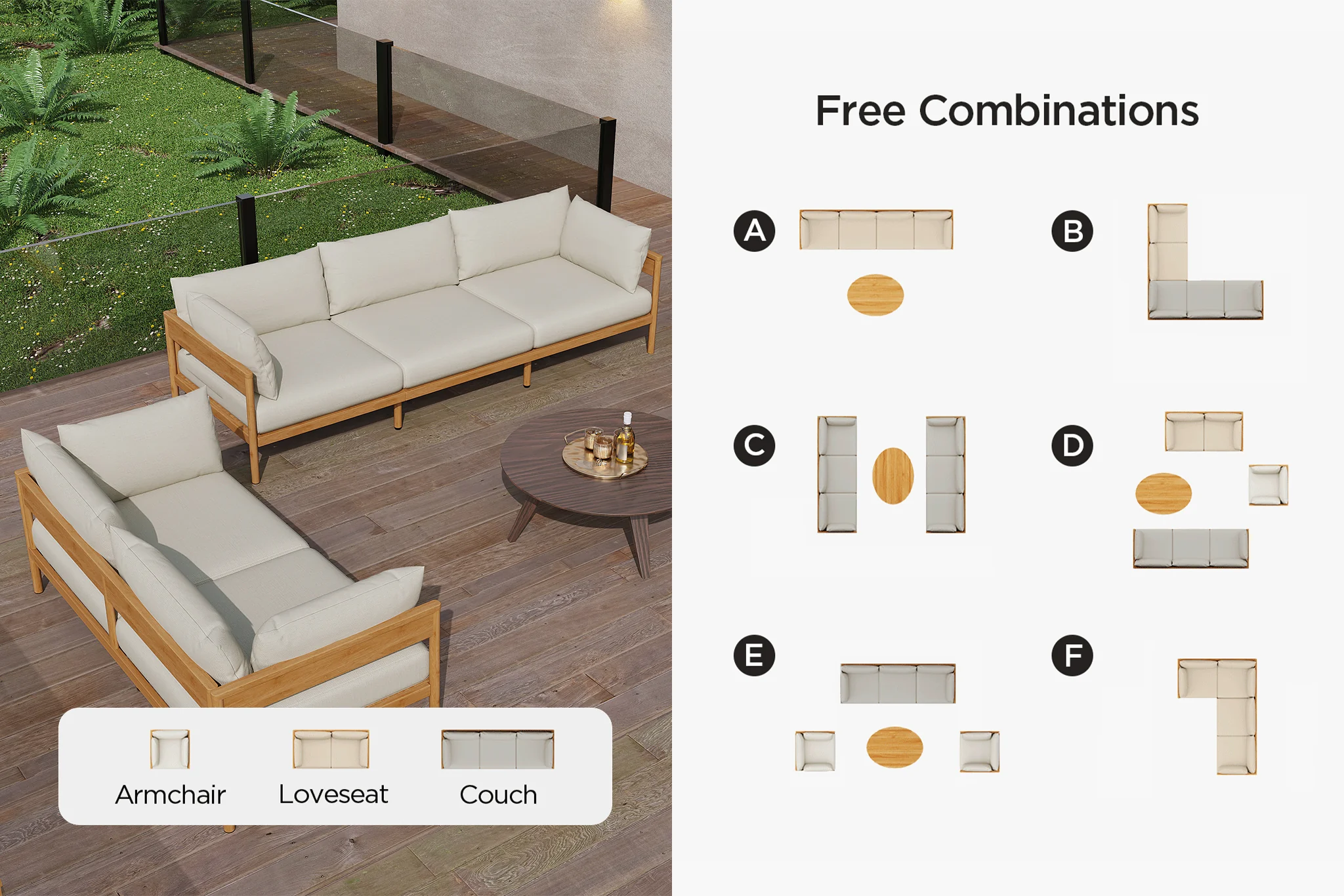 Vento Outdoor Modular Sectional Sofa Set - Image 14